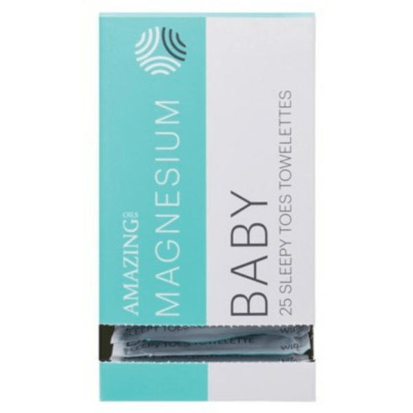 AMAZING OILS Magnesium Wipes Baby Sleepy Toes Towelettes 25