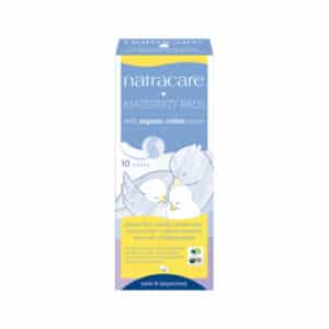Pads to absorb natural blood loss after giving birth. Natracare Maternity pads with soft, certified organic cotton cover.