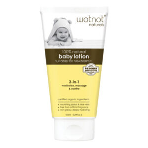 Wotnot Baby Lotion is a beautiful velvety 3-in-1 moisturising, massage and soothing lotion for babies enriched with certified organic oils which most closely resembles baby's natural oils.